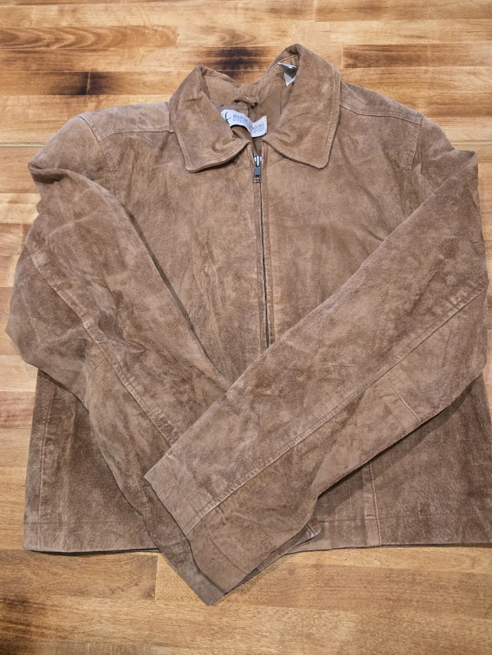 Marsh Landing Brown Suede Zip Bomber Jacket
